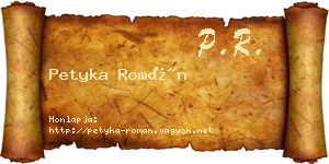 Petyka Román névjegykártya
